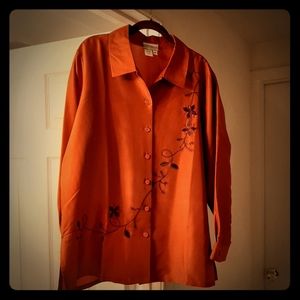 Coldwater Creek orange silk blouse